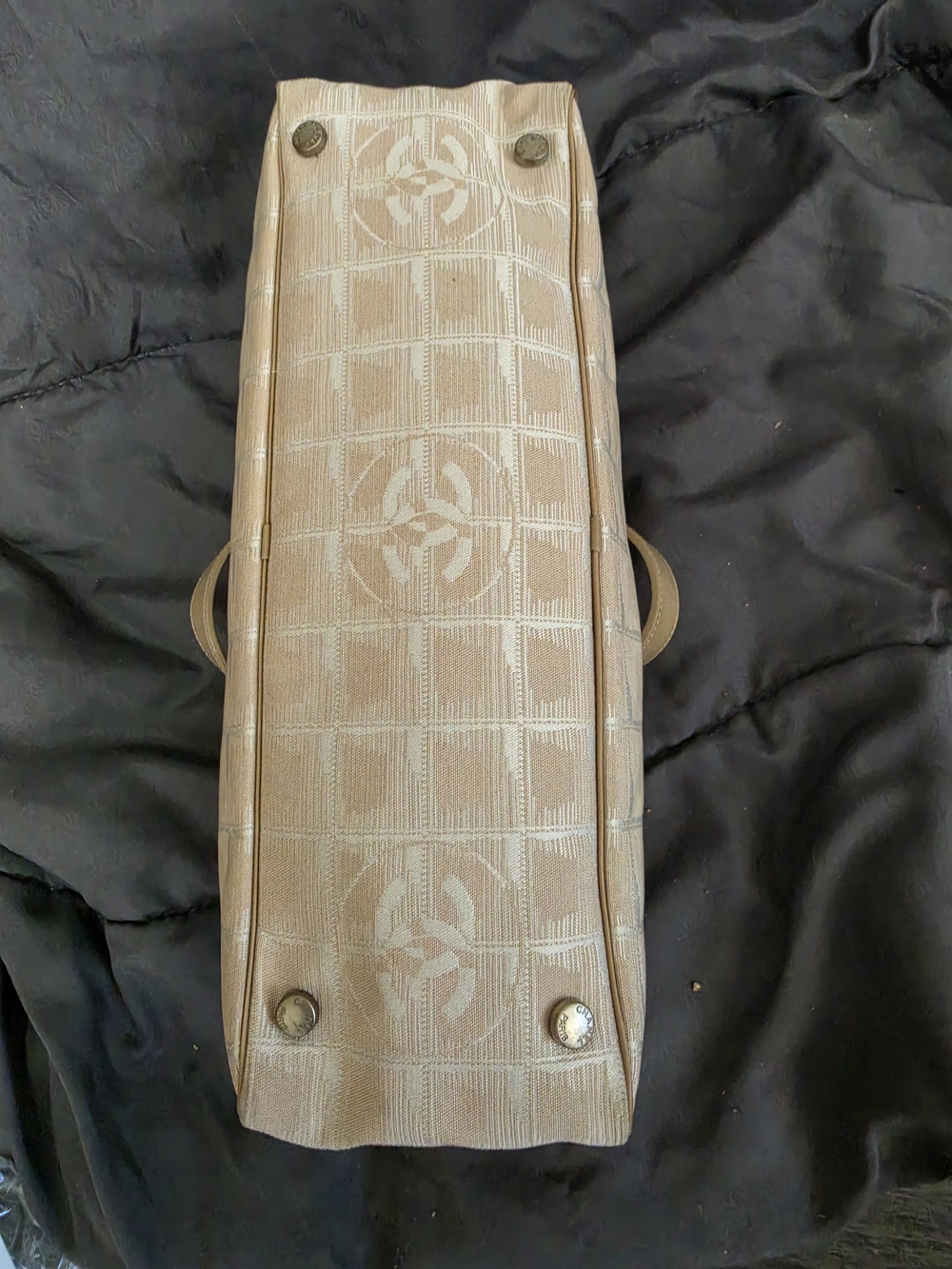 AUTHENTIC CHANEL Beige Top-Handle Satchel with Signature Monogram - Picture 6 of 8